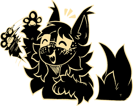 my sona, happily waving to the viewer.