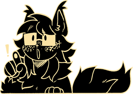 my sona, holding up a pointer finger, as if he is about to inquire you. imagine the ''erm, actually-'' emoji and you're good.